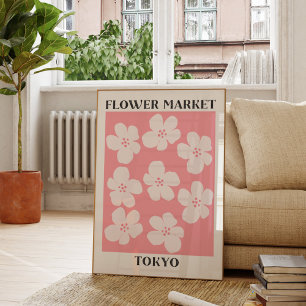 Bloemenmarkt Tokyo Roze Kersenbloesem Bloemstuk Poster