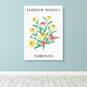 Bloemenmarkt Toronto Roze Gele Daises Bloemen Canvas Afdruk (Insitu (Houten vloer))