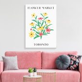 Bloemenmarkt Toronto Roze Gele Daises Bloemen Canvas Afdruk (Insitu (Woonkamer))