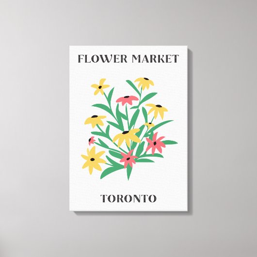 Bloemenmarkt Toronto Roze Gele Daises Bloemen Canvas Afdruk (Voorkant)