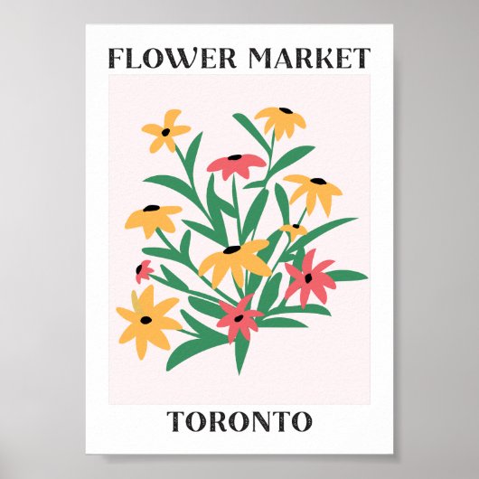 Bloemenmarkt Toronto Roze Gele Daises Bloemen Poster (Voorkant)