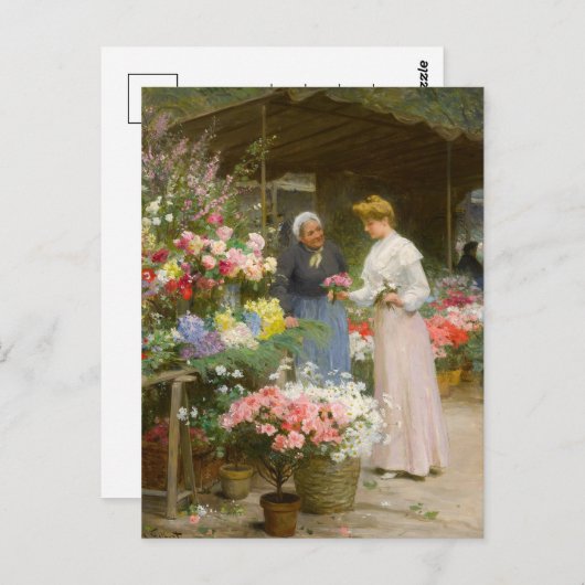 bloemenmarkt | Victor Gabriel Gilbert Briefkaart (Voorkant / Achterkant)