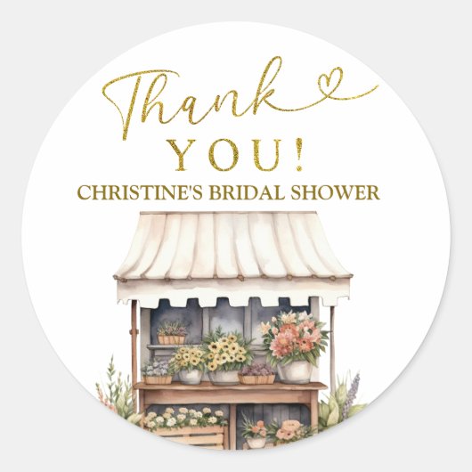 Bloemenmarkt Vrijgezellenfeest Dank u Sticker (Voorkant)