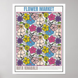 Bloemenmarkt Zuidoost-Azië Kota Kinabalu Poster