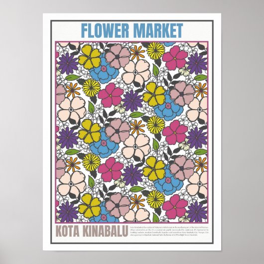 Bloemenmarkt Zuidoost-Azië Kota Kinabalu Poster (Voorkant)
