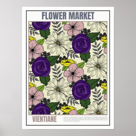 Bloemenmarkt Zuidoost-Azië Vientiane Poster (Voorkant)