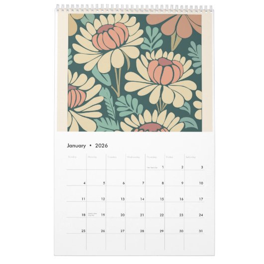 Bloemenmarktkalender kalender (Jan 2026)