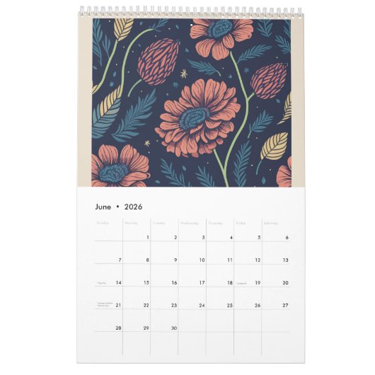 Bloemenmarktkalender kalender (Jun 2026)