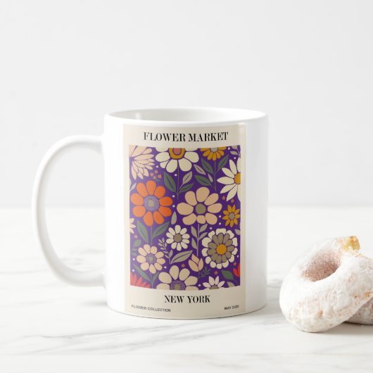 bloemenmarktontwerp koffiemok (Met donut)