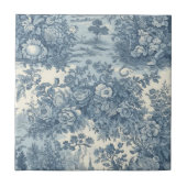  bloemenmeer Blauw toile de jouy monogram Tegeltje (Voorkant)