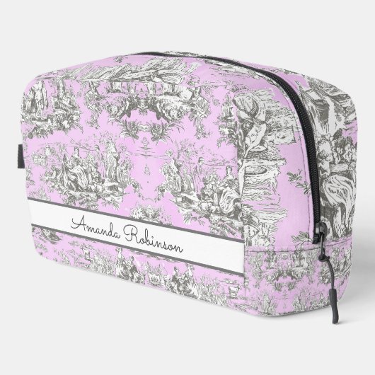  bloemenmeertje roze toile de jouy monogram ac toilettasje (Rechterhoek)