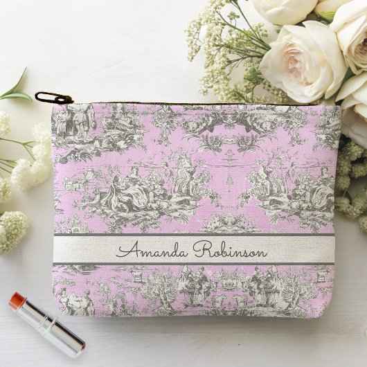 bloemenmeertje roze toile de jouy monogram etui