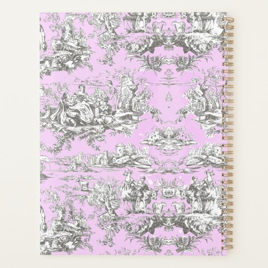  bloemenmeertje roze toile de jouy monogram planner (Achterkant)