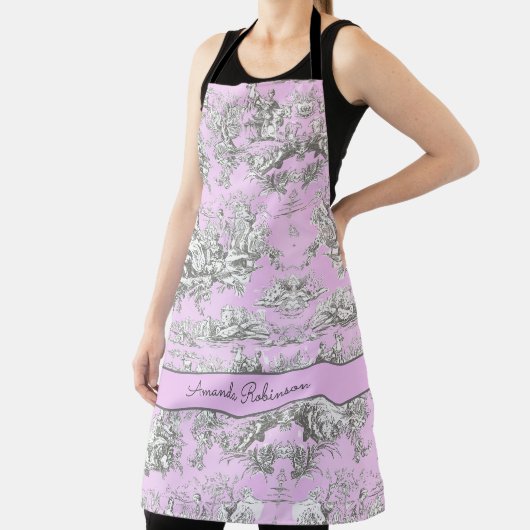 bloemenmeertje roze toile de jouy monogram schort (Insitu)