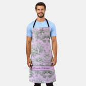 bloemenmeertje roze toile de jouy monogram schort (Gedragen)