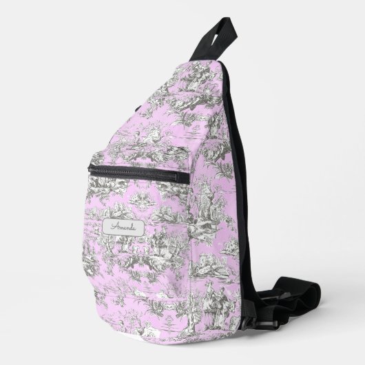  bloemenmeertje roze toile de jouy monogram sling bag (Rechterhoek)