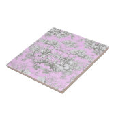  bloemenmeertje roze toile de jouy monogram tegeltje (Zijkant)