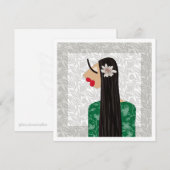 Bloemenmeisje 1 Mode Illustratie Kaart (Voorkant / Achterkant)