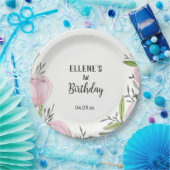 Bloemenmeisje 1e verjaardag Bord papier (Feest)