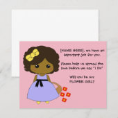 Bloemenmeisje Aanzoekkaart  - Bruin haar Kaart (Voorkant / Achterkant)
