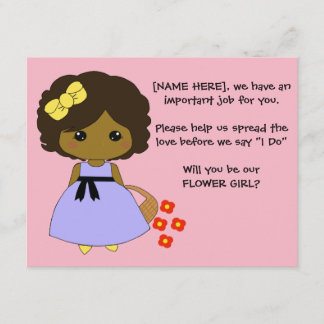 Bloemenmeisje Aanzoekkaart  - Bruin haar Kaart