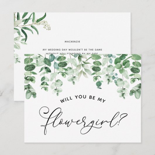 Bloemenmeisje-aanzoekkaart 'Wil je mijn bloemenmei Aankondigingskaart (Voorkant / Achterkant)