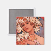 Bloemenmeisje art nouveau magneet (Voorkant / Achterkant)