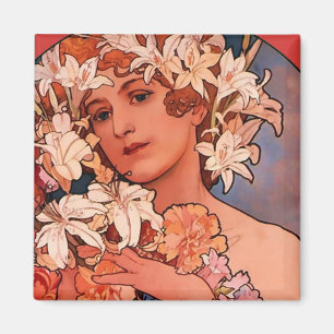 Bloemenmeisje Art Nouveau Magnet
