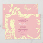 Bloemenmeisje Bar bat Mitzvah nodigt roze uit Kaart (Voorkant / Achterkant)