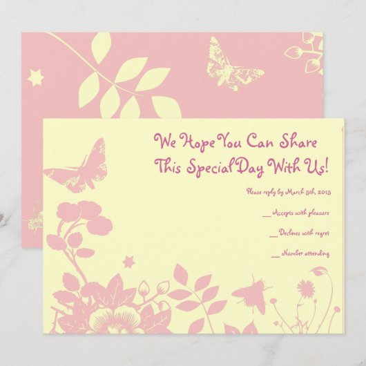 Bloemenmeisje Bar Bat Mitzvah Uitnodigingskaart Kaart (Voorkant / Achterkant)