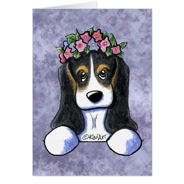 Bloemenmeisje Basset Hond (Voorkant)