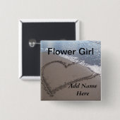 Bloemenmeisje Beach Wedding Button (Voorkant /achterkant)