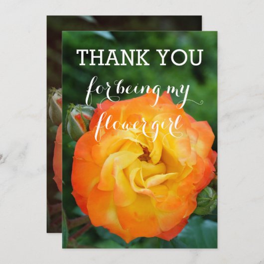 Bloemenmeisje Bedankt Uitnodiging Kaart (Voorkant / Achterkant)