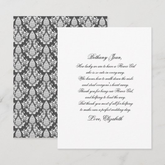 Bloemenmeisje - Bedankt voor je Script-kaart (Voorkant / Achterkant)