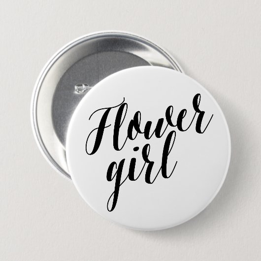 Bloemenmeisje Black Script Button (Voorkant /achterkant)