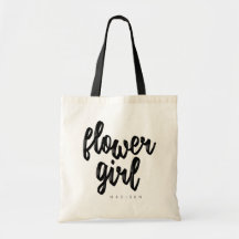 Bloemenmeisje Black Script Canvas tas -