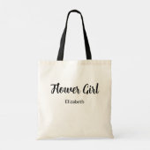 Bloemenmeisje Black Script Girl's Na, e Tote Bag (Achterkant)