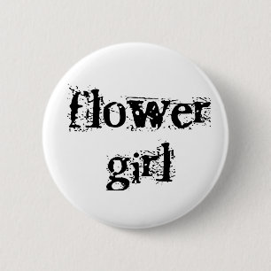Bloemenmeisje Black Tekst Ronde Button 5,7 Cm