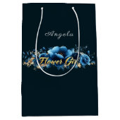 Bloemenmeisje Blauwe Bloemen Goud   Medium Cadeauzakje (Voorkant)