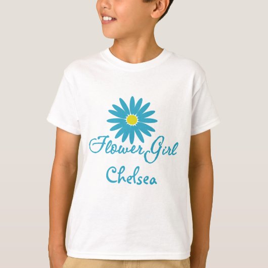 Bloemenmeisje/ Blauwe Daisy T-shirt (Voorkant)