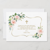 Bloemenmeisje Bloesemt Roze Goud 1e Verjaardag Doo Bedankkaart (Achterkant)