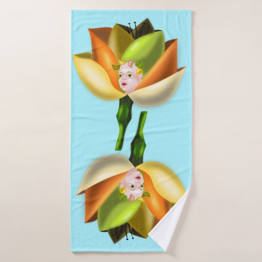 Bloemenmeisje Blue badhanddoek -  (Badhanddoek)