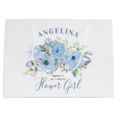 Bloemenmeisje Blue Peony Bloemenbruiloft Dank u Groot Cadeauzakje (Voorkant)