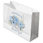 Bloemenmeisje Blue Peony Bloemenbruiloft Dank u Groot Cadeauzakje (Voorkant Gekanteld)