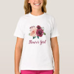 Bloemenmeisje Blush Roze Bourgogne Roos Bloemen T-shirt<br><div class="desc">Dit T-shirt voor bloemenmeisjes heeft een waterverf design met blush roze en bordeaux rozen. Overeenkomende objecten zijn ook beschikbaar. Bezoek onze winkel of uitzicht onze collectie pagina's om het volledige assortiment te zien.</div>