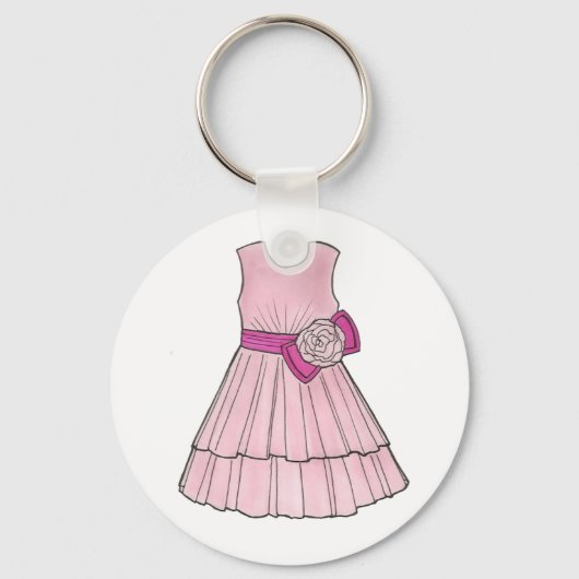 Bloemenmeisje Bridal Pink Pageant Dress Sleutelhan Sleutelhanger (Voorkant)