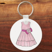 Bloemenmeisje Bridal Pink Pageant Dress Sleutelhan Sleutelhanger (Voorkant)