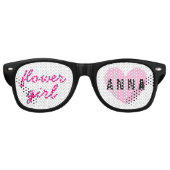 Bloemenmeisje bruiloft gunst zwart roze naam A03 Retro Zonnebril (Voorkant)
