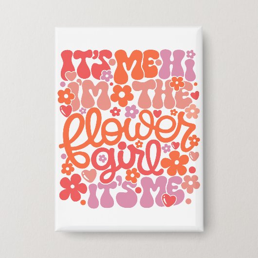 Bloemenmeisje bruiloft Schattigee trendy bruidsges Button (Voorkant)