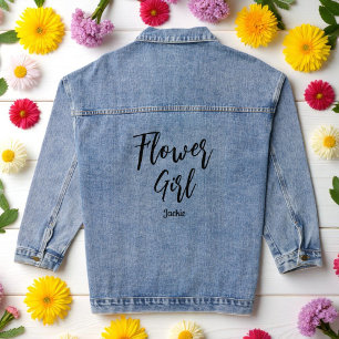 Bloemenmeisje Bruiloft Vrijgezellenfeest Denim Jacket